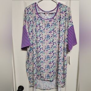 LulaRoe Irma 3XK Purple Paisly Stripes